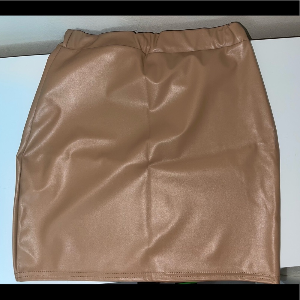 PLT Mini Brown Leather Pencil Skirt Size 6
